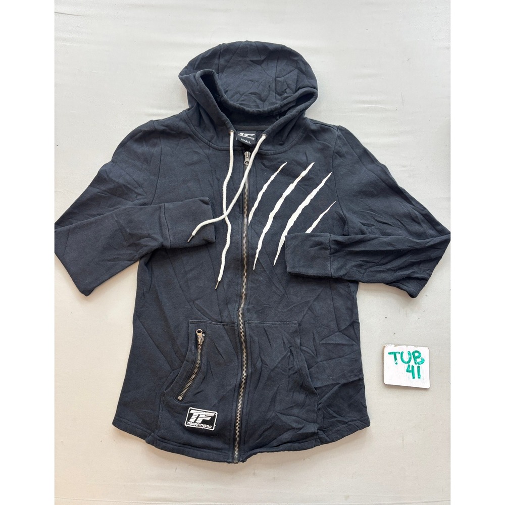 Tiger Fitness Claw Mark Full Zip Hoodie Black Graphic Sweatshirt Small